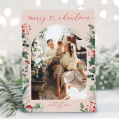 パステルピンクシンプルのボホファミリークリスマスカード シーズンカード