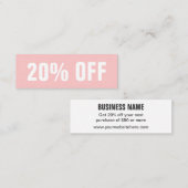 パステルピンクシンプルトレンディーモダン割引カード スキニー名刺 (正面/裏面)