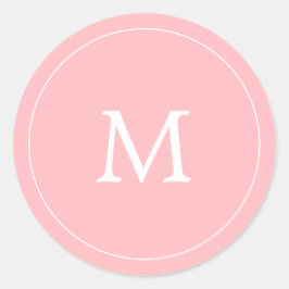 パステルピンクシンプルミニマル結婚リストモノグラム ラウンドシール