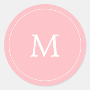 パステルピンクシンプルミニマル結婚リストモノグラム ラウンドシール