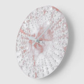 パステルピンクジェムクリスタルダイアモンズグレーマーブル ラージ壁時計 (傾斜)