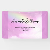 パステルピンクスカイとイエローレインボーアドレス 横断幕 (横)