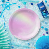 パステルピンクスカイとイエローレインボー ペーパープレート (パーティー)