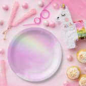 パステルピンクスカイとイエローレインボー ペーパープレート (パーティー)