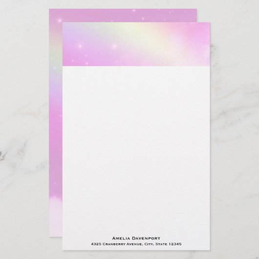 パステルピンクスカイとイエローレインボー 便箋 (正面/裏面)