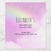 パステルピンクスカイとレインボーパーティーありがとう ワインラベル (シングルラベル)