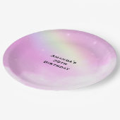 パステルピンクスカイウィズイエローレインボー誕生日 ペーパープレート (アングル)