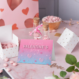 パステルピンクスクライブルハートハッピーバレンタインデー シーズンカード