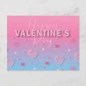 パステルピンクスクライブルハートハッピーバレンタインデー ポストカード (正面)