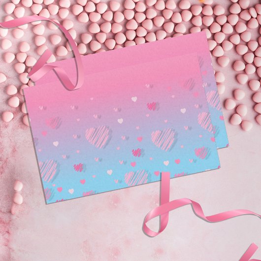 パステルピンクスクライブルハートバレンタインデクページ 薄葉紙