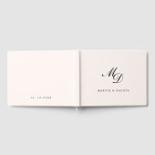 パステルピンクスクリプトイニシャルモノグラム結婚ズ ゲストブック (全面)