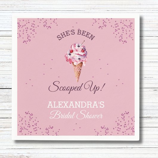 パステルピンクスコップドアップアイスクリームブライダルシャワー スタンダードカクテルナプキン