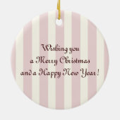パステルピンクストライプクベビーかわいいコアラガールクリスマス セラミックオーナメント (裏面)
