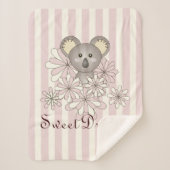 パステルピンクストライプクベビーかわいいコアラガールズキッズ シェルパブランケット (正面)