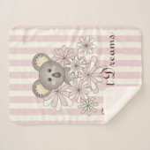 パステルピンクストライプクベビーかわいいコアラガールズキッズ シェルパブランケット (正面(横))