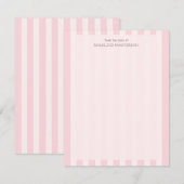 パステルピンクストライプズエレガントモノグラム ノートカード (正面/裏面)
