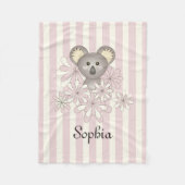 パステルピンクストライプベビーコアラキッズガールズ フリースブランケット (正面)