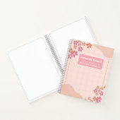 パステルピンクストライプ色のネクタイ – 染付け名前スケッチアート ノートブック (内部)