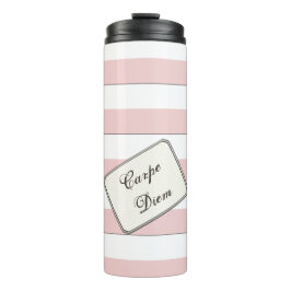 パステルピンクストライプ色の任意の色の任意の文字 タンブラー