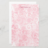 パステルピンクスパイラルカスタムテンプレート背景 便箋 (正面/裏面)