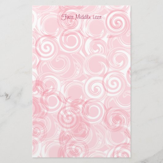 パステルピンクスパイラルカスタムテンプレート背景 便箋 (正面)