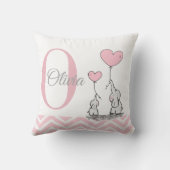 パステルピンクゾウパーソナライズされたベビーガールピロー クッション (裏面)