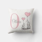 パステルピンクゾウパーソナライズされたベビーガールピロー クッション (裏面)