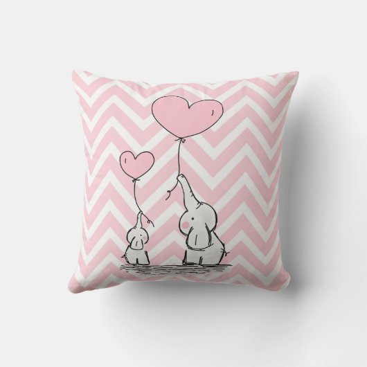パステルピンクゾウパーソナライズされたベビーガール誕生 クッション (裏面)
