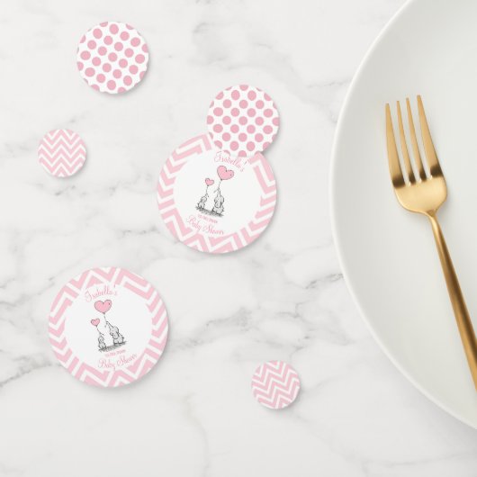 パステルピンクゾウパーソナライズされたベビーガール コンフェッティ (グループ)