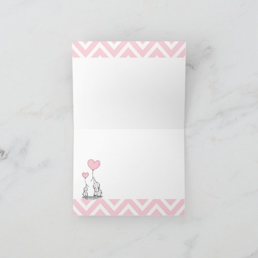 パステルピンクゾウパーソナライズされたベビーガール サンキューカード (内部)