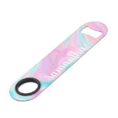 パステルピンクターコイズ抽象芸術大理石名 スピード栓抜き (正面アングル)