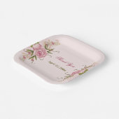 パステルピンクダブルジョイントツイン誕生日 ペーパープレート (傾斜あり)