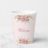 パステルピンクダブルジョイントツイン誕生日 紙コップ (正面)