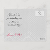 パステルピンクダマスク水玉模様ありがとう ポストカード (裏面)