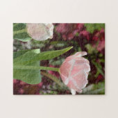 パステルピンクチューリップスプリングタイムフローラ写真 ジグソーパズル (横)