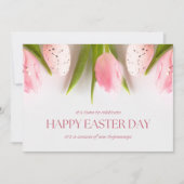 パステルピンクチューリップハッピーイースターデイ ノートカード (正面)