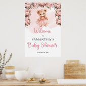 パステルピンクツチュバレリーナガールテディベアウェルカム ポスター (キッチン)