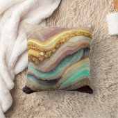 パステルピンクティール（緑がかった色）アゲートゲードストーン クッション (ブランケット)