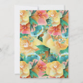 パステルピンクティール(緑がかった色)イエローフローラブライダルシャワー 招待状 (裏面)
