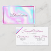 パステルピンクティール(緑がかった色)ウォーターカラーフレームカスタムサービス 名刺 (正面/裏面)