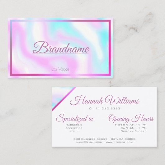 パステルピンクティール（緑がかった色）ウォーターカラーフレームカスタムサービス 名刺 (正面/裏面)