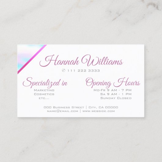 パステルピンクティール(緑がかった色)ウォーターカラーフレームカスタムサービス 名刺 (裏面)