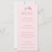 パステルピンクティール(緑がかった色)グリーンレトロエレガントなウェディングメニュー (正面)