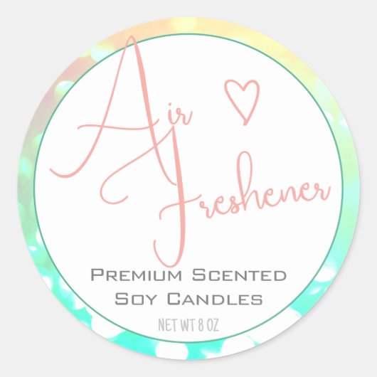 パステルピンクティール（緑がかった色）モダン書道スクリプトハート ラウンドシール (正面)