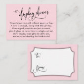 パステルピンクディスプレイブライダルシャワーギフトカード エンクロージャーカード (正面/裏面)