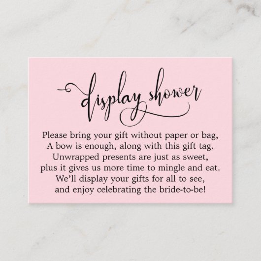 パステルピンクディスプレイブライダルシャワーギフトカード エンクロージャーカード (正面)