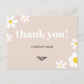 パステルピンクデイジーロゴブランドサンキュークーポンカード ポストカード (正面)