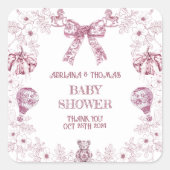 パステルピンクトイレベビー名門私立校風のシャワー スクエアシール (正面)