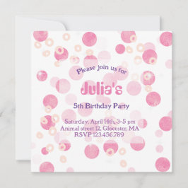 パステルピンクドットバースデーパーティー招待 招待状