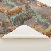 パステルピンクドレスのリトルブロンド女の子と馬 シェルパブランケット (3/4)